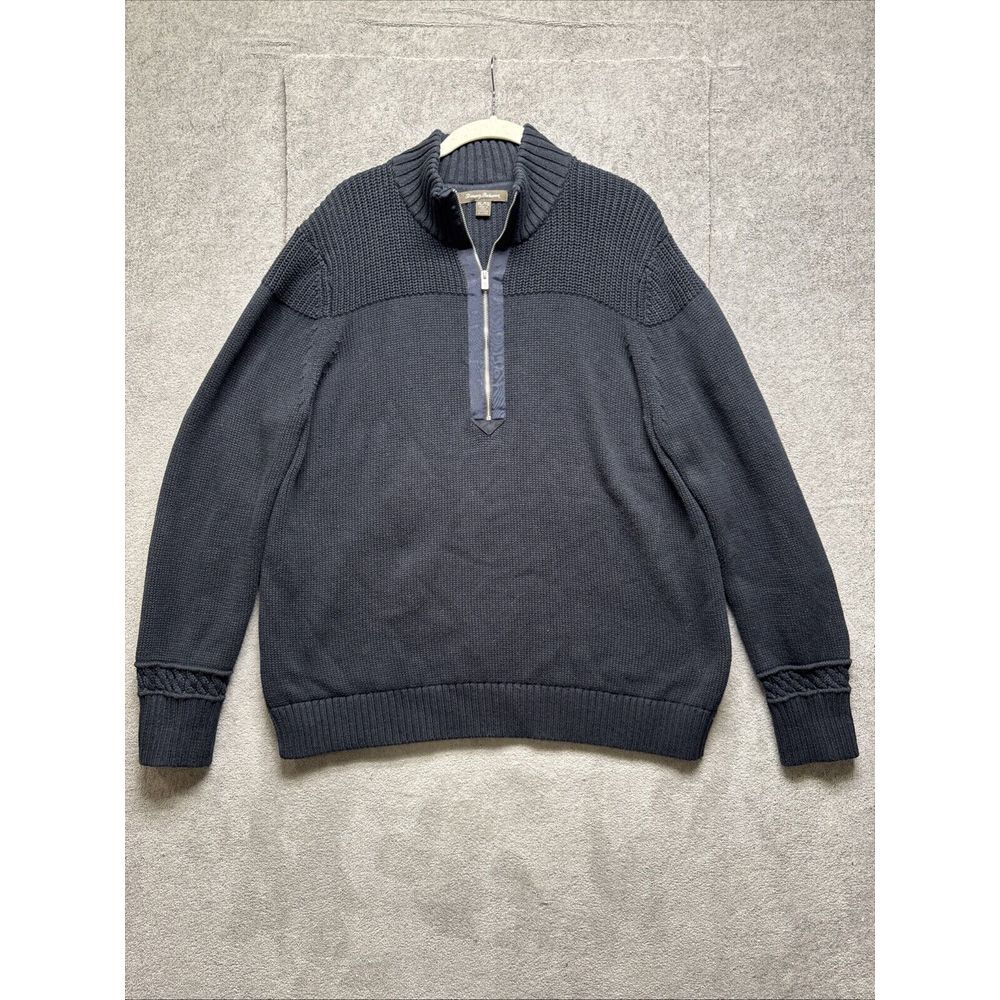 Tommy Bahama Sweater Mens XL Black Half-Zip Sweatshirt Classic Knit Pullover
